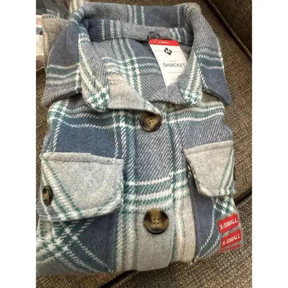 Member's Mark Women's Shacket, Light Blue Plaid, Size XSmall - Picture 13 of 14